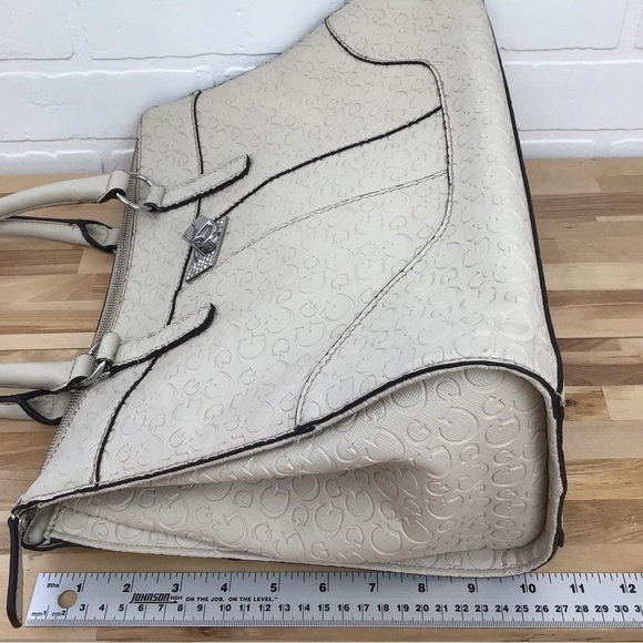 Guess ecru handbag contemporary luxury  purse big shoulder bag cream off white - Picture 11 of 14